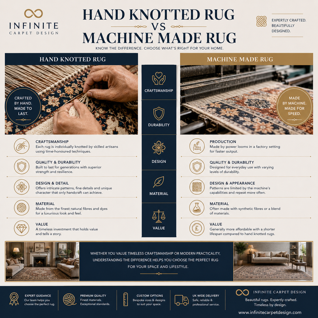 Hand-Knotted Rug vs Machine-Made Rug: What's the Difference? | Infinite Carpet Design