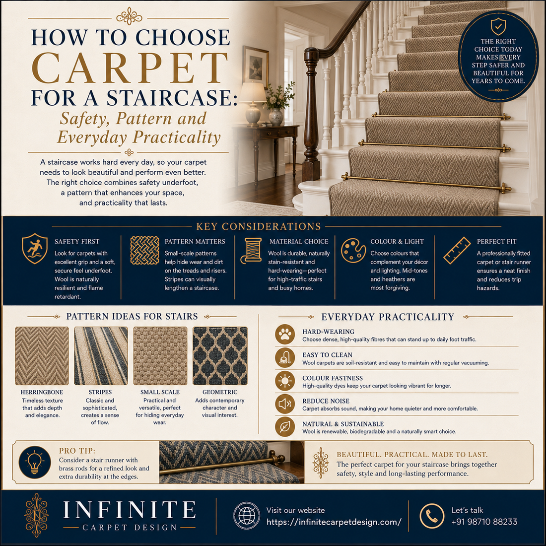 How to Choose Carpet for a Staircase: Safety, Pattern and Everyday Practicality