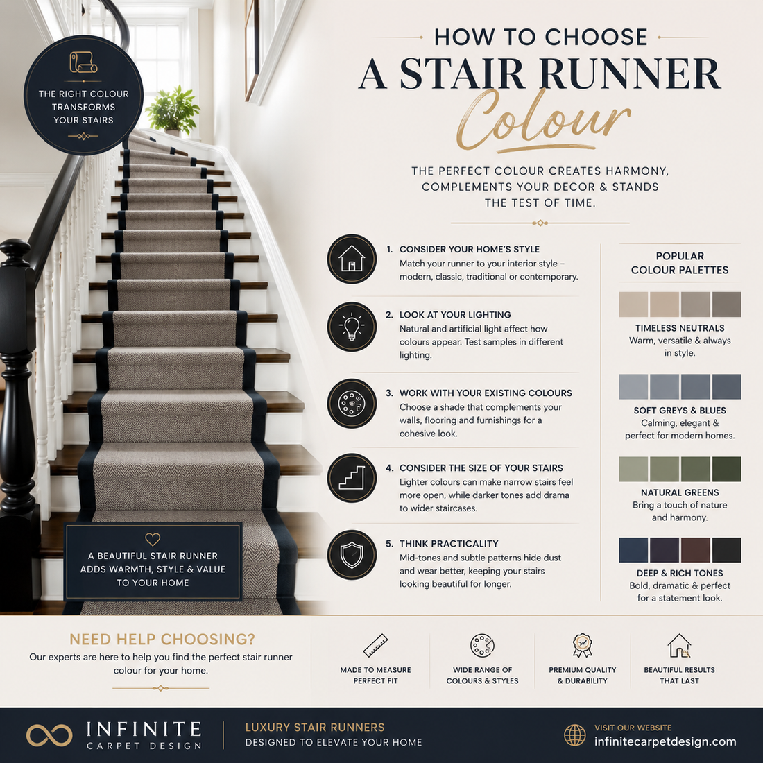 How to Choose the Perfect Stair Runner Colour for Your Home | Infinite Carpet Design