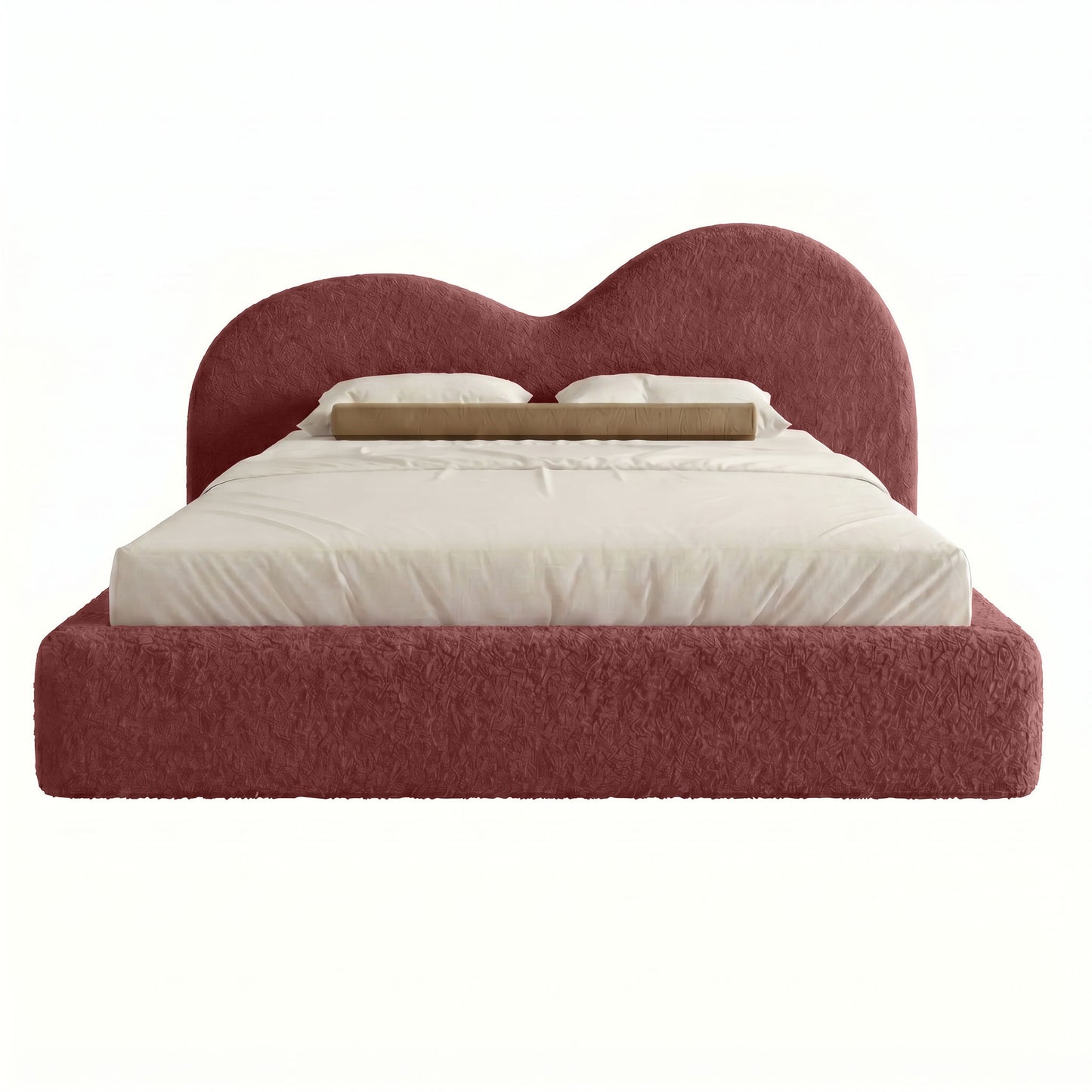 Minimalist luxury bed frame with curved statement headboard