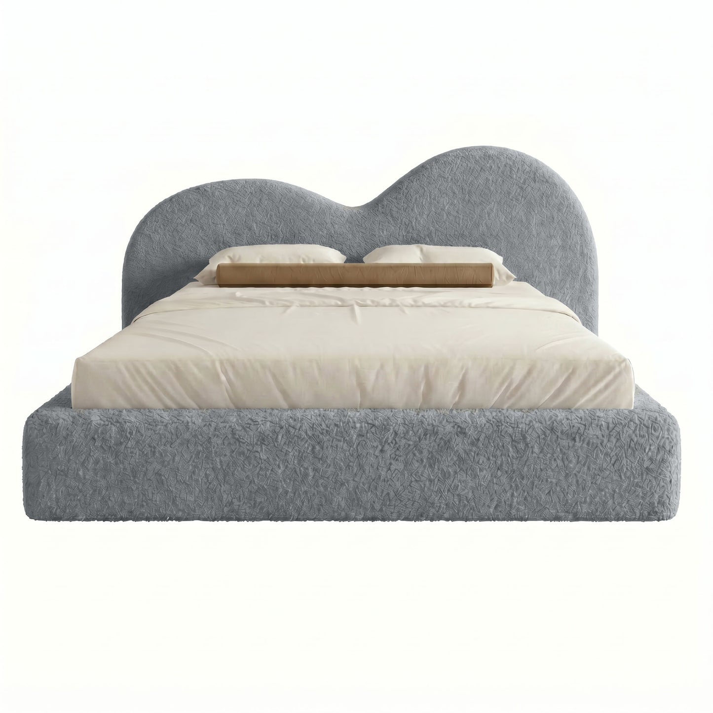 Contemporary plush textured upholstered bed handmade in UK