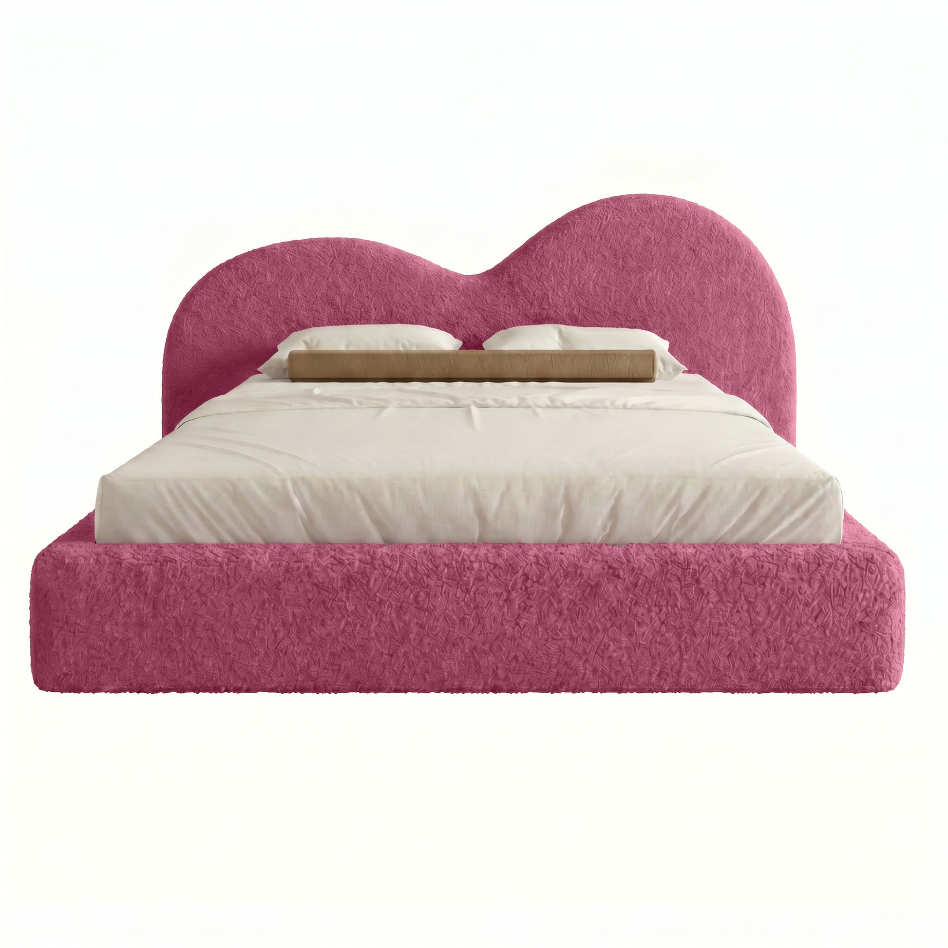 Elegant curved headboard bed with luxury upholstered finish