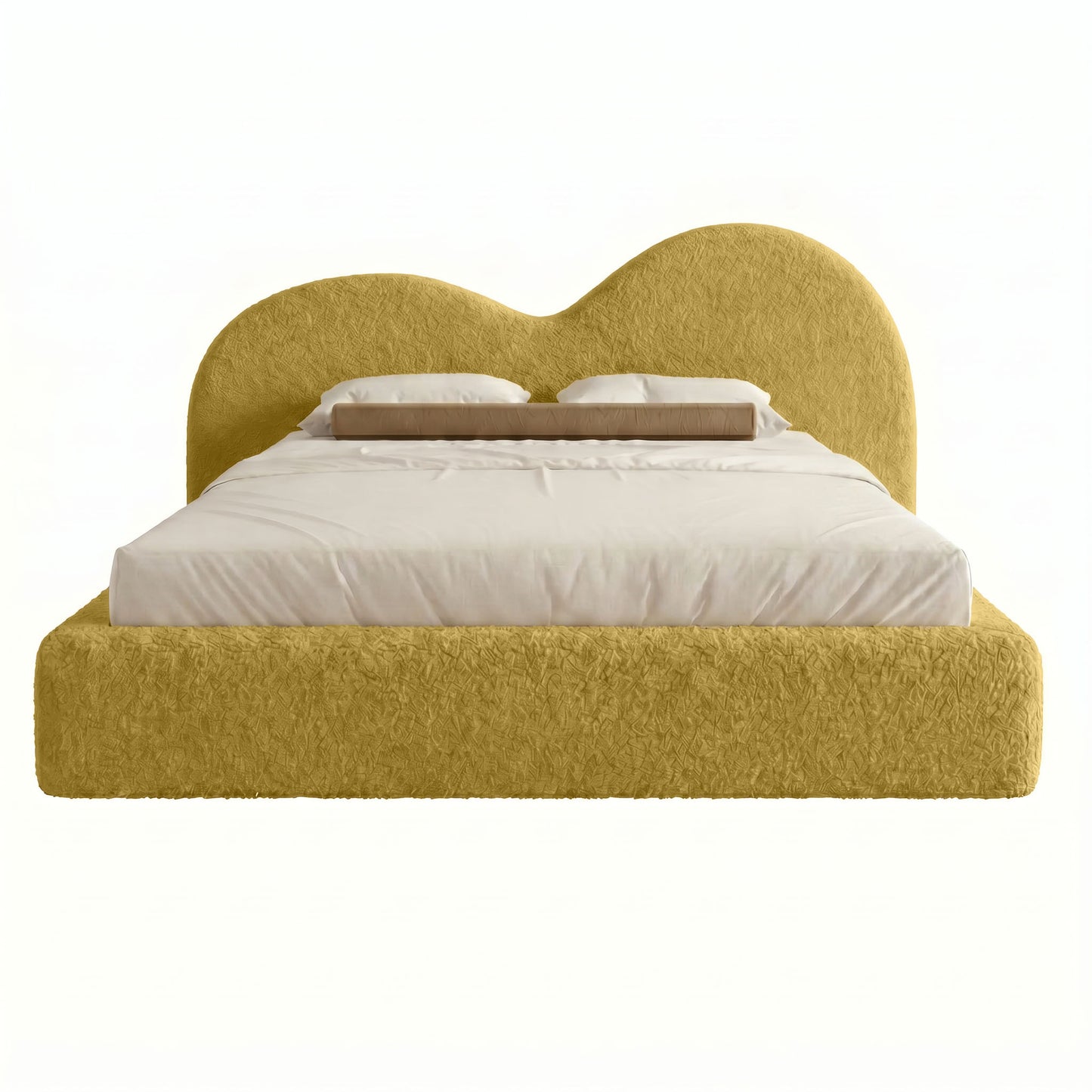 Designer bedroom centrepiece upholstered curved cloud bed