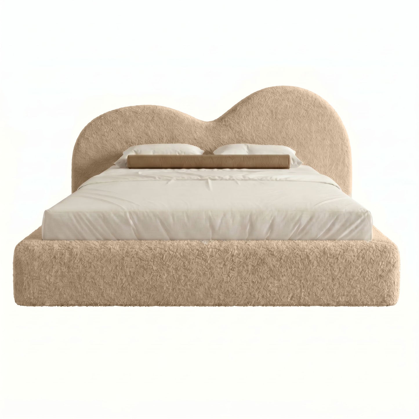 Tailored upholstered bed frame with luxury plush texture